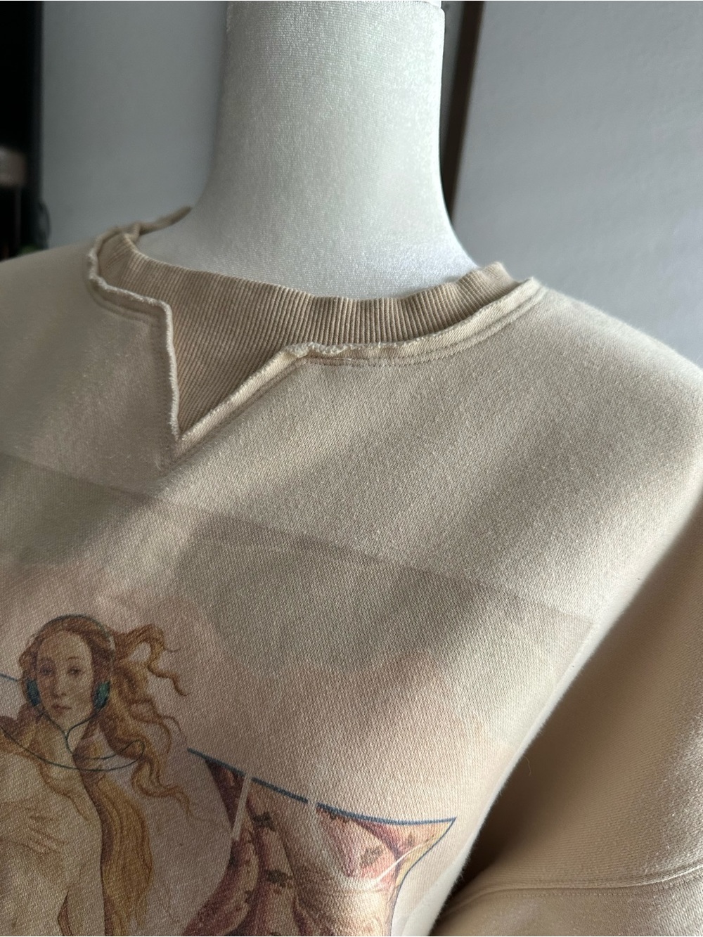 Selkie Cream Graphic Crewneck Sweatshirt Featuring Classical Painting - Picture 4 of 8